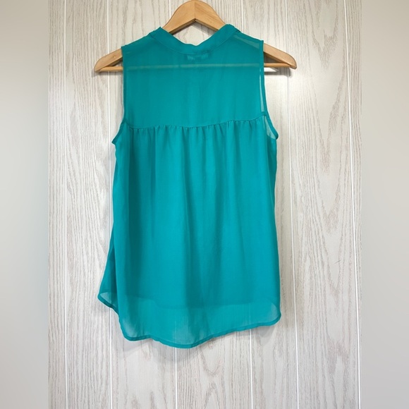 Sanctuary Sleeveless Button Down Tie Blouse Sheer Surf Teal Size S NWT - Picture 4 of 4